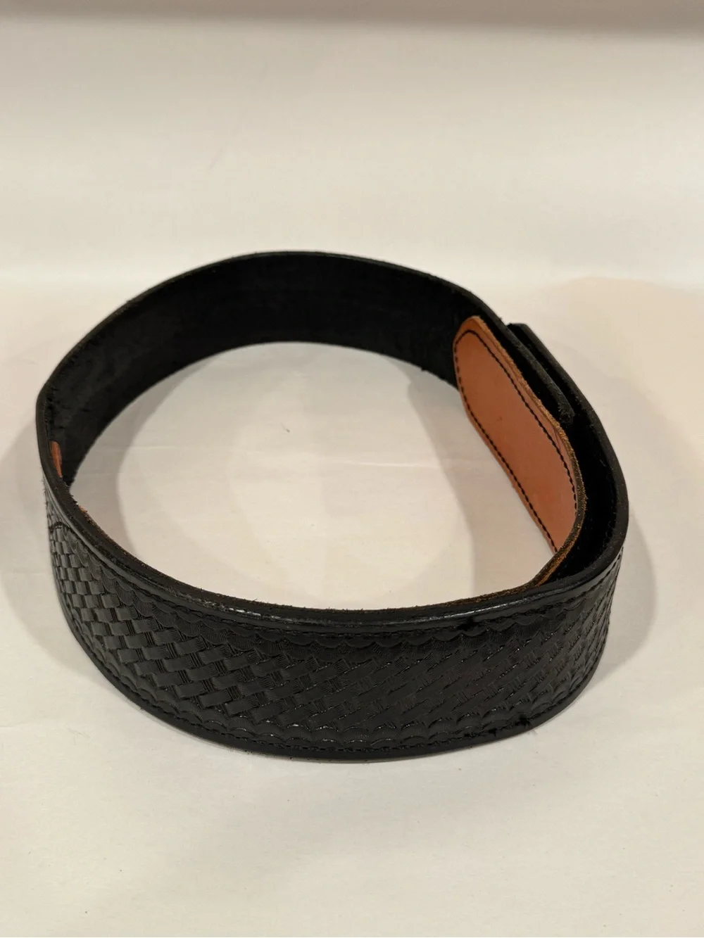 Tex Shoemaker & Sons N34 Leather Sam Brown Duty‎ Belt Black Basketweave N30 201V